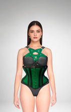 Load image into Gallery viewer, GREEN/BLACK HARNES CORSET