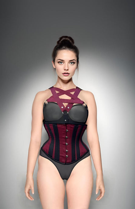 OXBLOOD/BLACK HARNES CORSET